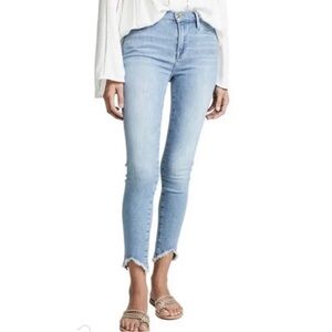 FRAME Women's Le High Skinny Triangle Raw Jeans, Floyd, Blue, 26